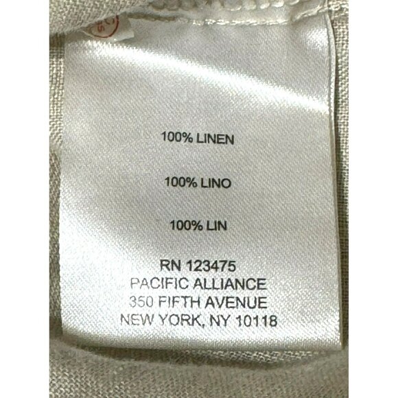 Ellen Tracy Womens XL Beige Linen Short Sleeve Lace-Up Blouse Top - Picture 9 of 9